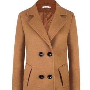 APTRO Wool Blend Trench Coat Double Breasted Camel XL